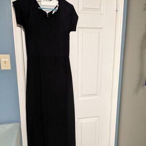 Long Black Dress with Short Sleeves